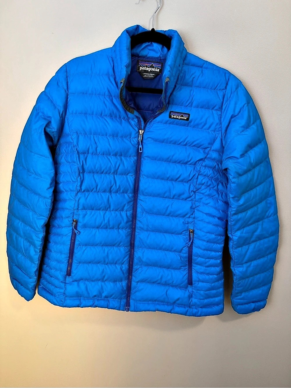 PATAGONIA Women's Down Puffer Jacket Quilted Lightweight BLUE Size LARGE